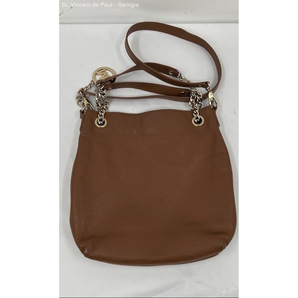 Vintage Michael Kors Brown Pebbled Leather‎ Hobo Shoulder Bag Purse Chain Handle - Picture 7 of 11